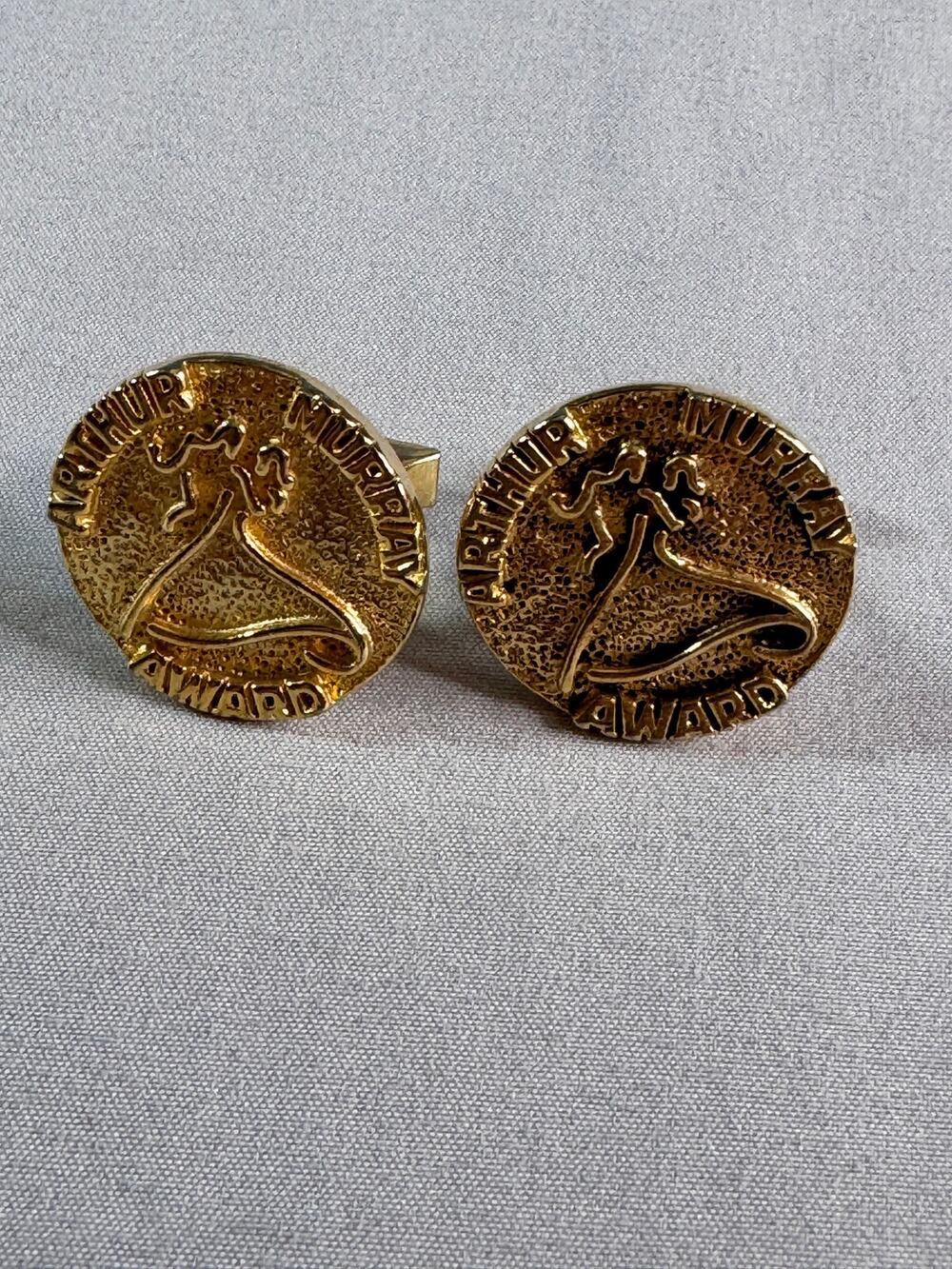 Vintage Swank Arthur Murray Dance Award Gold Tone Cufflinks Ballroom Dancing